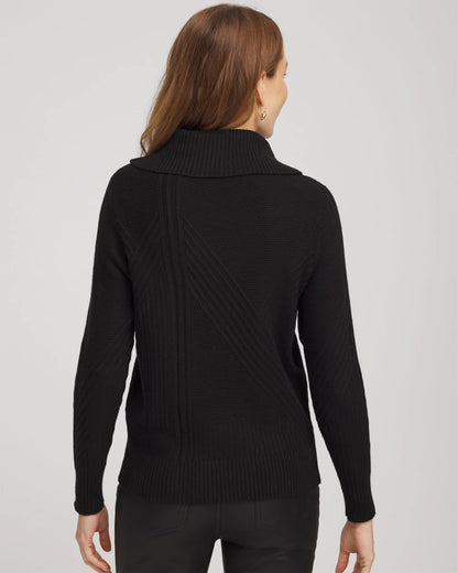 Chico's | Ribbed Cowlneck Sweater/ Black