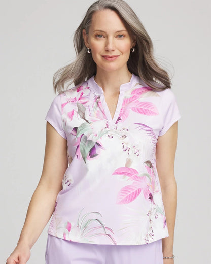 Chico's | Zenergy® UPF Floral Polo/ Violet Aura
