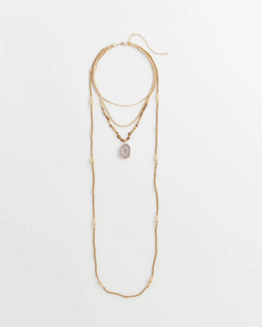 Chico's | Convertible Agate Pendant Necklace/ Neutral