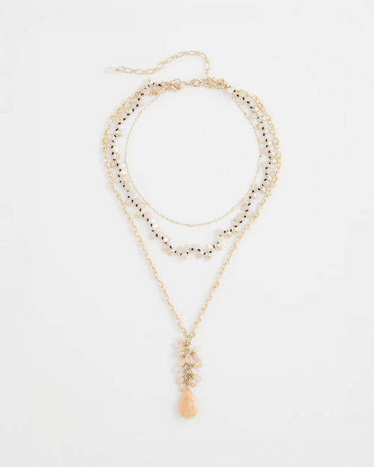 Chico's | Convertible Rose Quartz Pendant Necklace/ Pale Pink