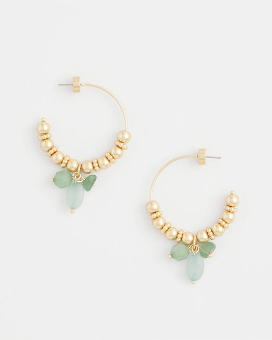 Chico's | No Droop® Gem Beaded Hoop Earrings/ Gold