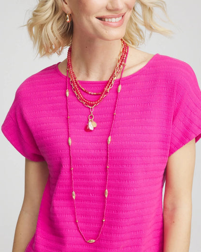 Chico's | Convertible Beaded Pendant Necklace/ Pink