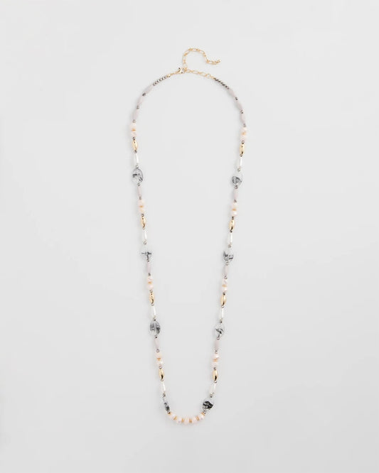 Chico's | Pink Art Deco Beaded Necklace/ Pink