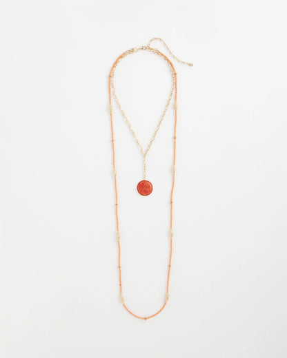 Chico's | Convertible Beaded Pendant Necklace/ Orange