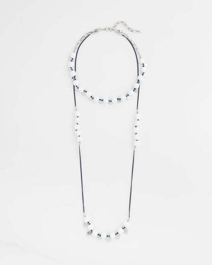 Chico's | Convertible White Stone Necklace/ Blue And White