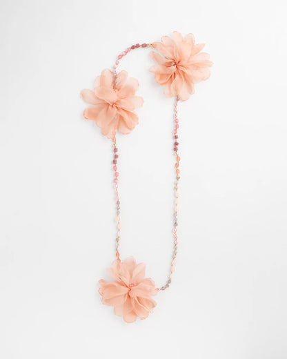 Chico's | Pink Floral Aventurine Long Single Necklace/ Pink