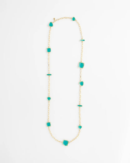 Chico's | Gold Tone Single-Strand Necklace/ Blue