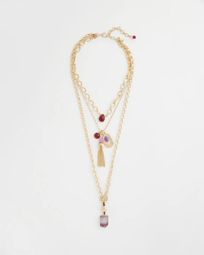 Chico's | Convertible Three-Strand Stone Pendant Necklace/ Purple