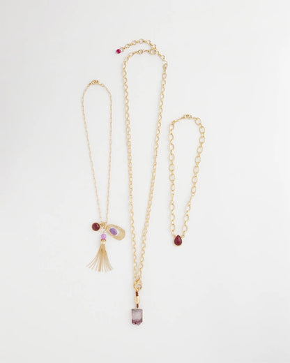 Chico's | Convertible Three-Strand Stone Pendant Necklace/ Purple
