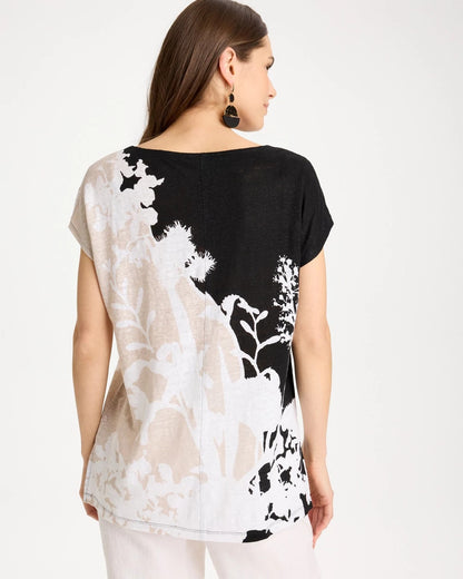 Chico's | Linen Floral Seamed Tunic/ Black