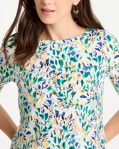 Chico's | Leafy Swamp Pima Elbow Sleeve Tee/ Topanga Green
