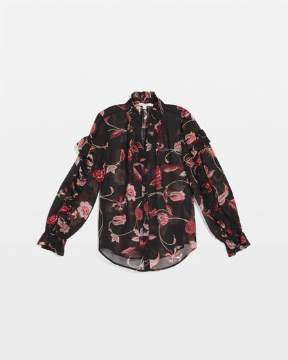Chico's | Georgette Celtic Blooms Blouse/ Black
