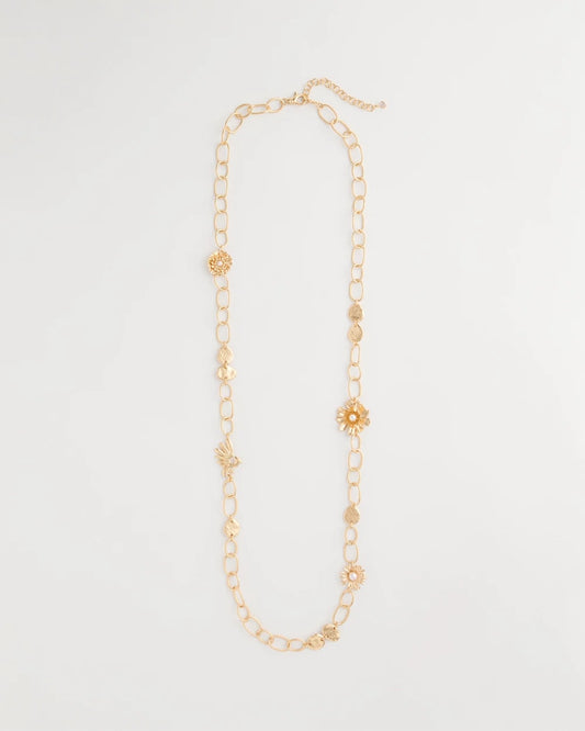 Chico's | Flower Long Single-Strand Necklace/ Gold