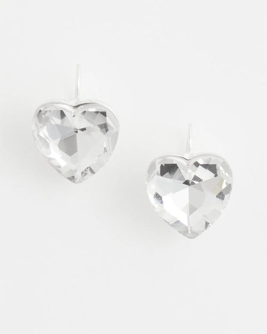 Chico's | Crystal Heart Gem Drop Earrings/ Neutral