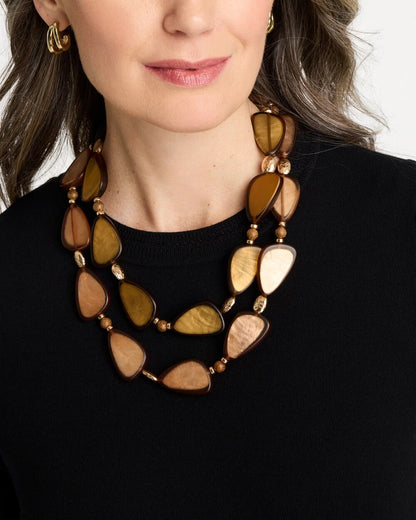 Chico's | Neutral Double Strand Geo Necklace/ Neutral