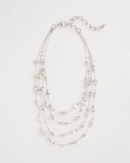 Chico's | Silvertone Nugget Illusion Necklace/ Silver
