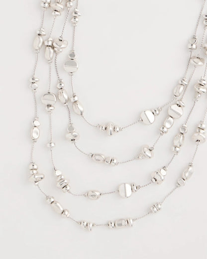 Chico's | Silvertone Nugget Illusion Necklace/ Silver