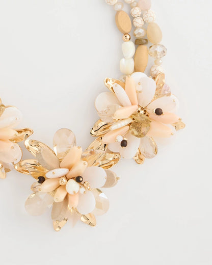 Chico's | Chico's Originals Neutral Floral Bib Necklace/ Neutral