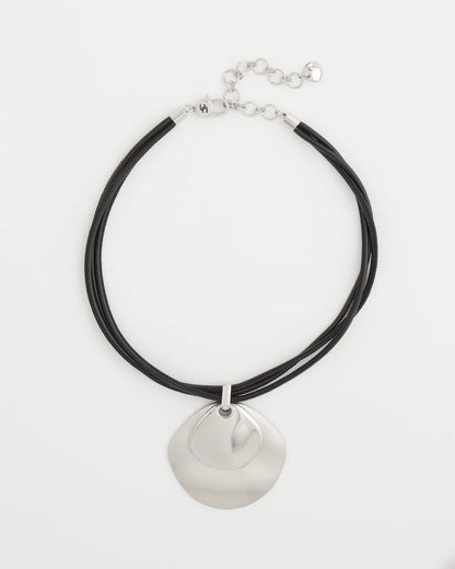 Chico's | Silver Pendant On Cord/ Silver