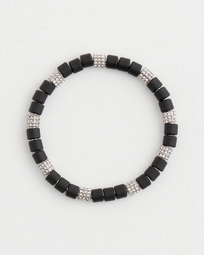 Chico's | Black Barrel Bead Stretch Bracelet/ Black