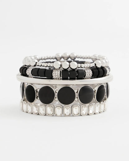 Chico's | Black Barrel Bead Stretch Bracelet/ Black