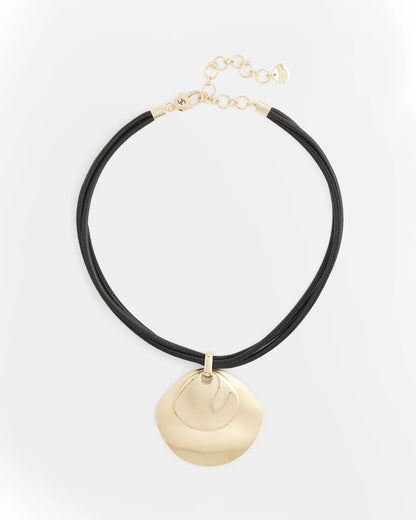 Chico's | Gold Pendant On Cord/ Gold
