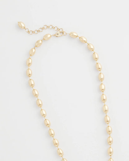 Chico's | Gold Bead Long Single Strand Necklace/ Gold