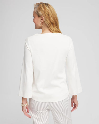 Chico's | Soutache Stitch Top/ Ecru