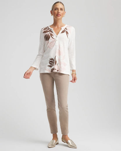 Chico's | Slub Splitneck Henley Tee/ Rose Smoke
