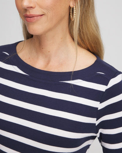 Chico's | Stretch Cotton Boatneck Tunic/ Passport Blue