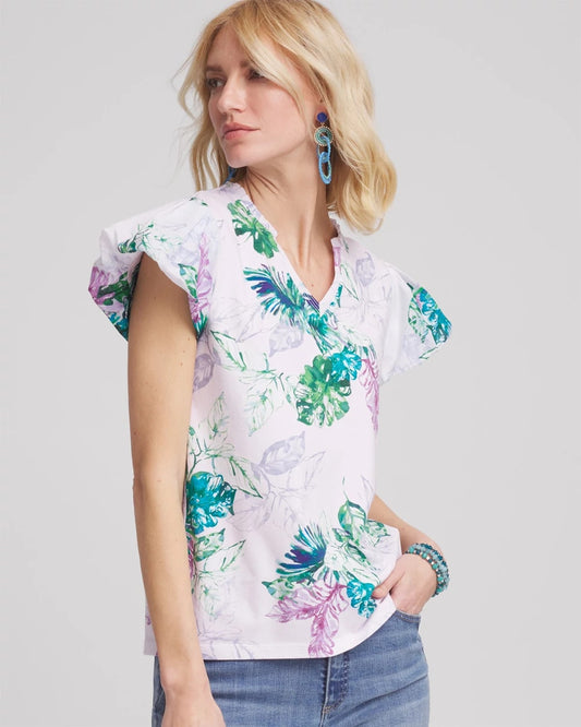 Chico's | Notch Neck Cap Sleeve Tee/ Gentle Lavender