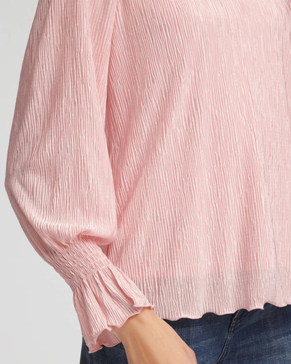Chico's | Crinkle Bodre Voop Neck Top/ Blushed