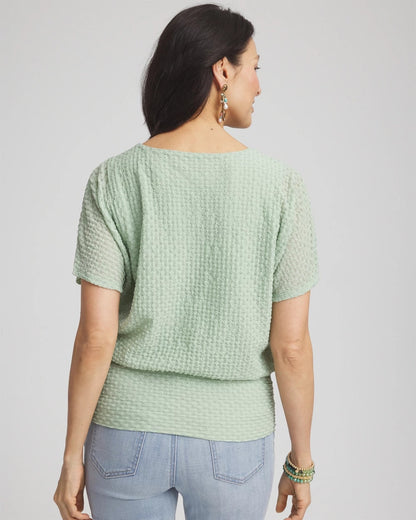 Chico's | Jacquard Banded Hem Top/ Moroccan Mint