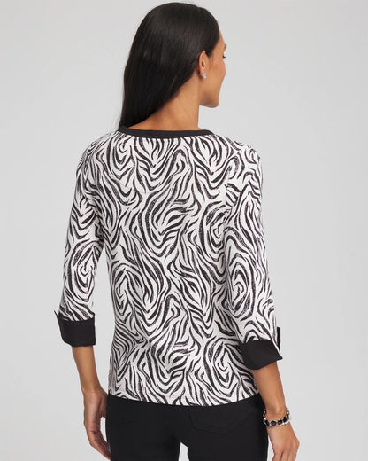 Chico's | Pima Jewel Neck Contrast Tee/ Black