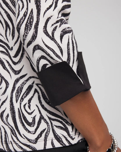 Chico's | Pima Jewel Neck Contrast Tee/ Black