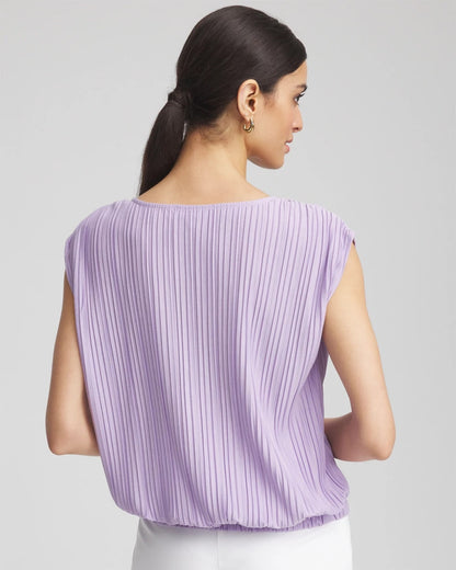 Chico's | Pleated Bubble-Hem Tee/ Gentle Lavender