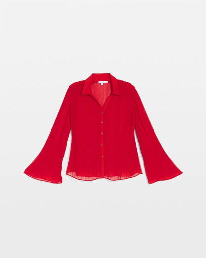 Chico's | Pleated Georgette Blouse/ Carmine Red