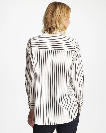 Chico's | Striped Poplin Applique Tunic/ Black
