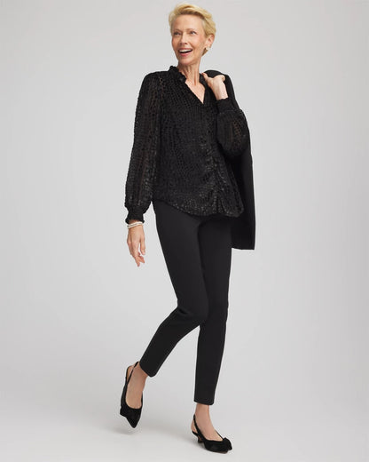 Chico's | Burnout Velvet Blouse/ Black
