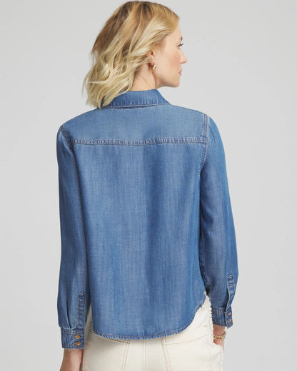 Chico's | Tencel™ Colorblock Classic-Fit Shirt/ Bailey Indigo
