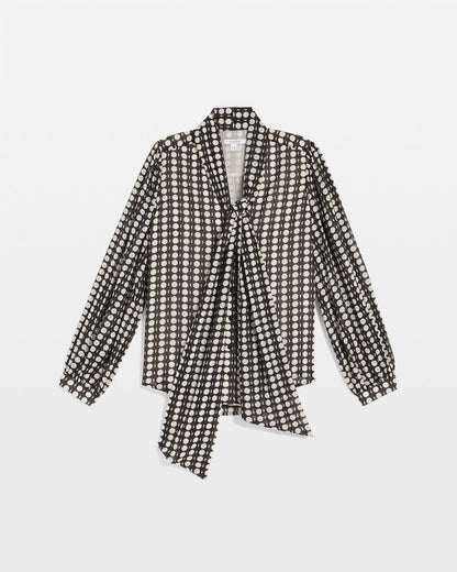 Chico's | Clip-Dot Tie-Front Blouse/ Black