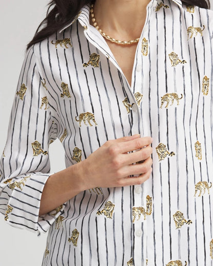 Chico's | No Iron™ Leopard Graphic Shirt/ Optic White