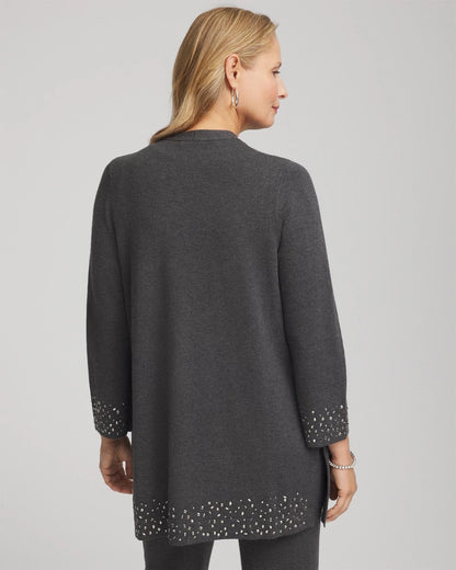 Chico's | Travelers™ Rhinestone Cardigan/ Graphite Gray