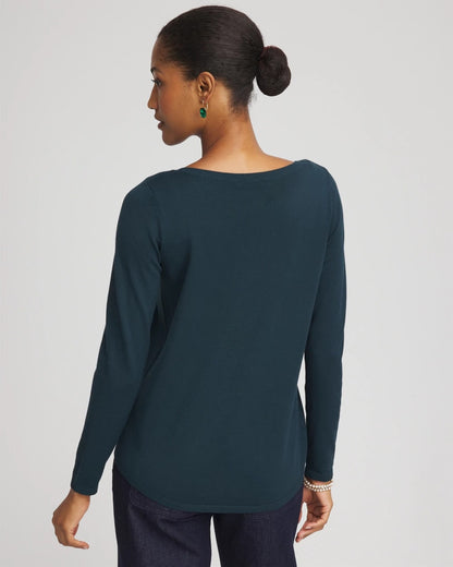 Chico's | Ella Boatneck Sweater/ Teal Shadow