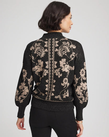 Chico's | Bryne Jacquard Mockneck Pullover/ Black