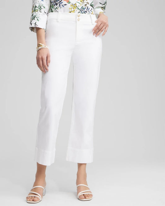 Chico's | Trapunto Straight Leg Cropped Pants/ Alabaster