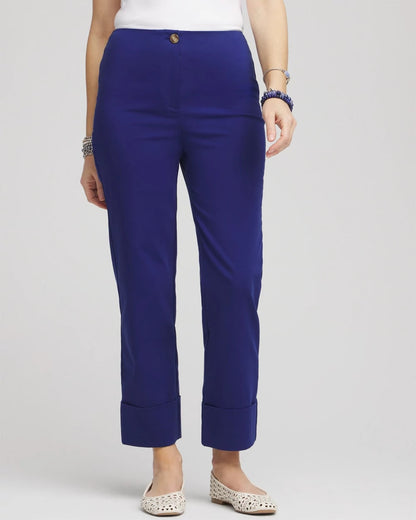 Chico's | Stretch Sateen Cropped Pants/ Blue Casa