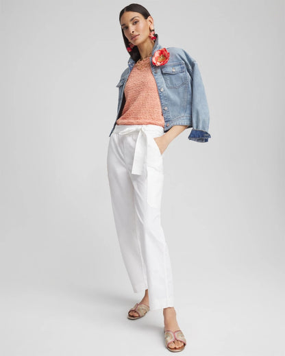 Chico's | Poplin Pull-On Tapered-Leg Cropped Pants/ Alabaster