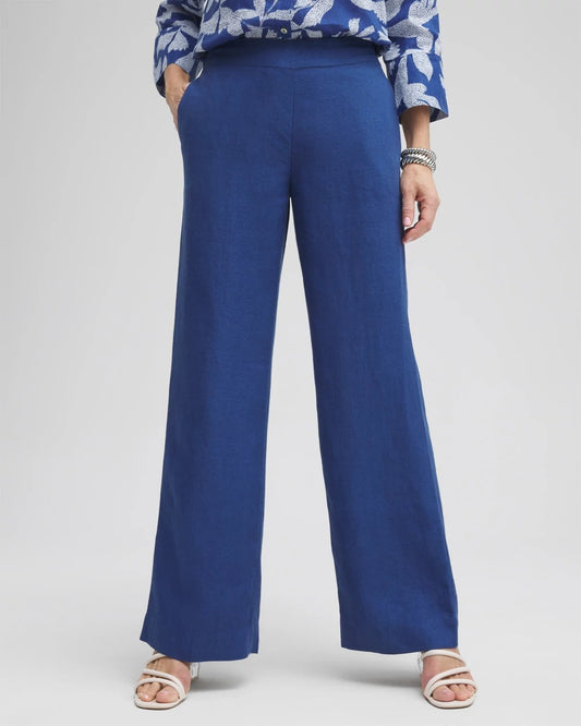 Chico's | Linen Trouser Flare Pants/ Naval Indigo