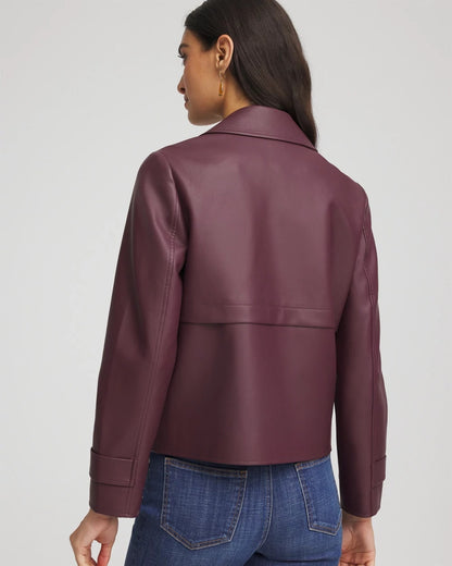 Chico's | Faux Leather Trench Coat/ Blackened Burgundy